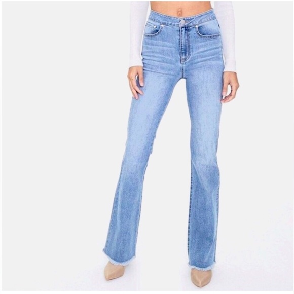 Forever 21 Denim - Lace Up Back Denim Bellbottom Jeans